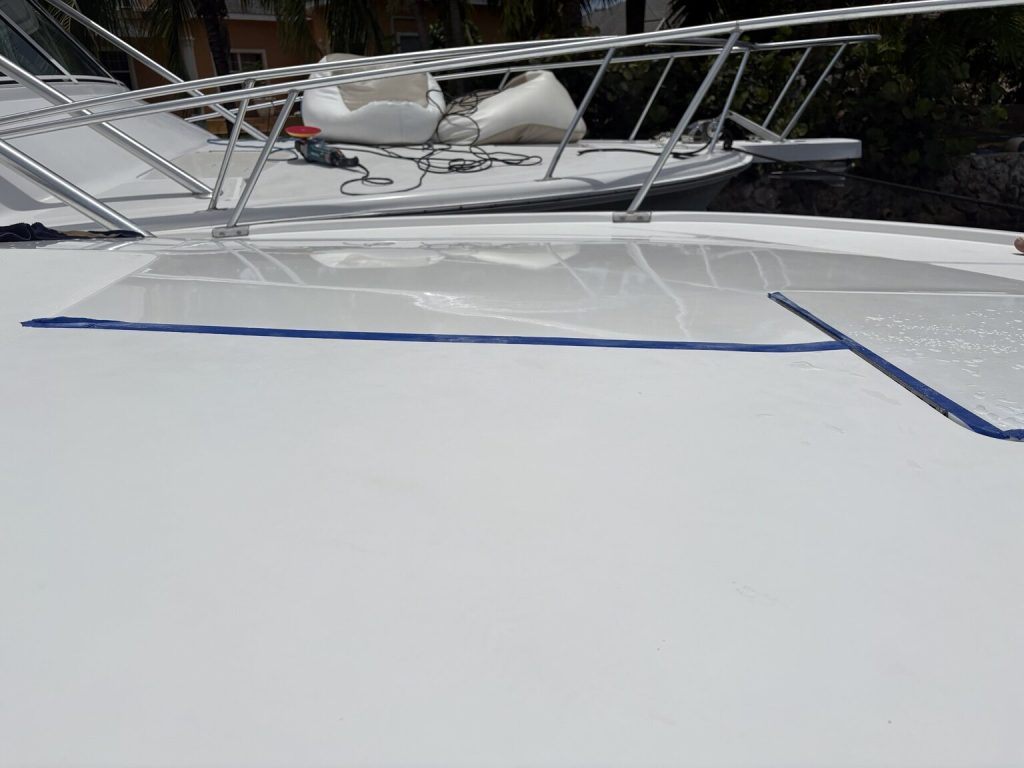 White topside divided into taped polishing test sections